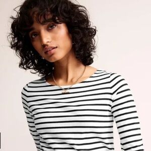 Boden Long Sleeve Breton Top: Navy/White